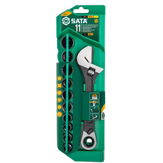 Jogo De Soquete 10 A 19mm Com Chave Catraca/ajustável Sata
