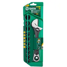 Jogo De Soquete 10 A 19mm Com Chave Catraca/ajustável Sata