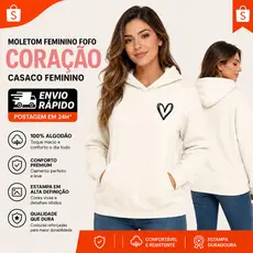 Moletom Feminino Fofo Moletom De Coração Feminino Casaco Feminino Blusa Frio