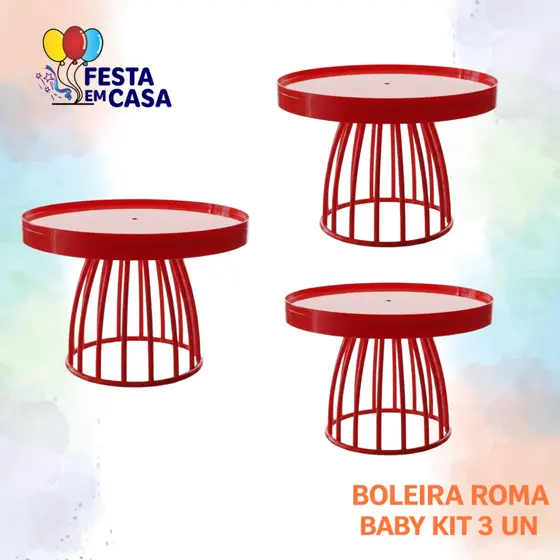 Kit BOLEIRA ROMA BABY COM 3 PEÇAS (para eventos, bolo e doces festa infantil, decoração em geral)