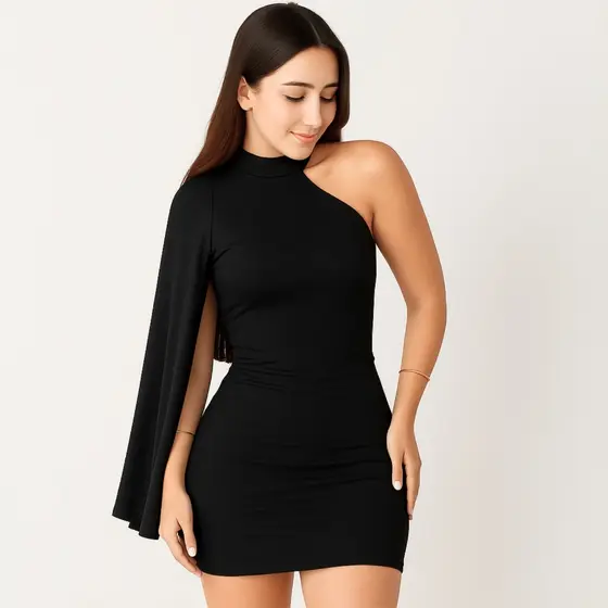 Vestido Feminino Curto Suplex Tubinho Estiloso Paty um ombro só Mula Manca Festa Natal Balada Festa