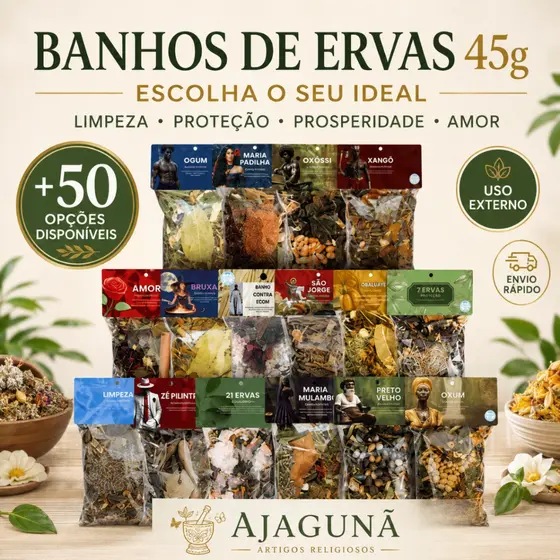 Banhos Espirituais Variados 45g Limpeza Proteção Prosperidade e Abertura de Caminhos.