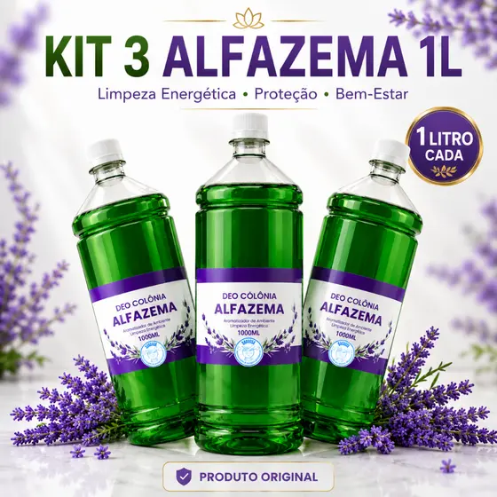 Kit 3 Alfazema 1 Litro Limpeza Energética Proteção e Bem Estar.