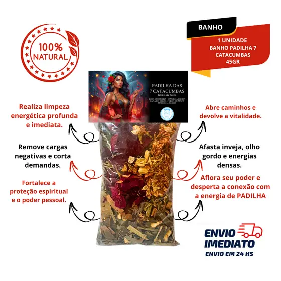 Banho Padilha 7 Catacumbas 45g Limpeza Espiritual Profunda Proteção Poder Quebra de Demandas amor sedução.