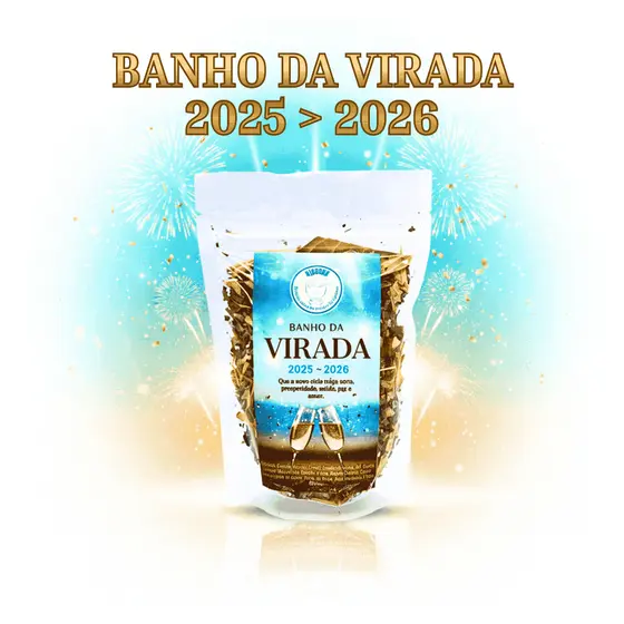 Banho da Virada 70g Ano Novo 2026 Limpeza Espiritual Prosperidade Descarrego Amor Paz e Abertura de Caminhos.