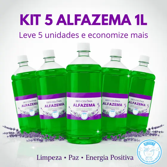 Alfazema 1 Litro Kit 5 Unidades Limpeza Espiritual e Energia Positiva