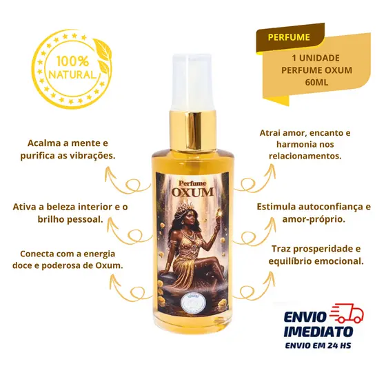 Perfume Oxum 60ml Amor Prosperidade Beleza e Proteção Espiritual Linha Premium