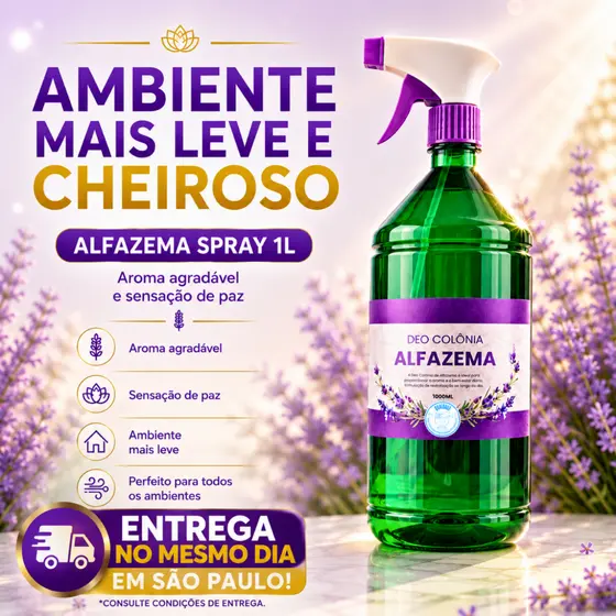Alfazema Spray 1 Litro Limpeza Energética Proteção Espiritual Aroma Forte.