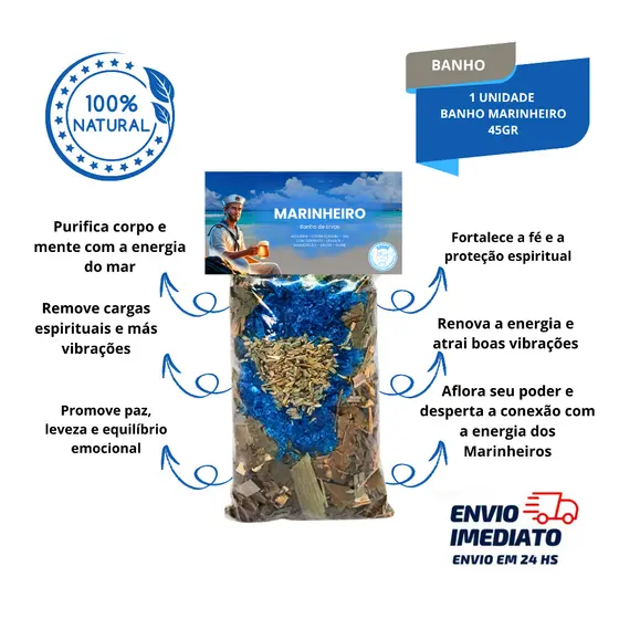 Banho de Marinheiro 45g Limpeza Espiritual Força das Águas Proteção e Equilíbrio Energético para Corpo e Alma