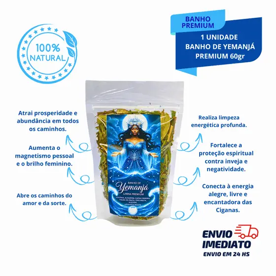 Banho de Iemanjá / Yemanjá  Premium 60g Purificação, Amor, Prosperidade, Proteção Espiritual e aroma de alfazema.