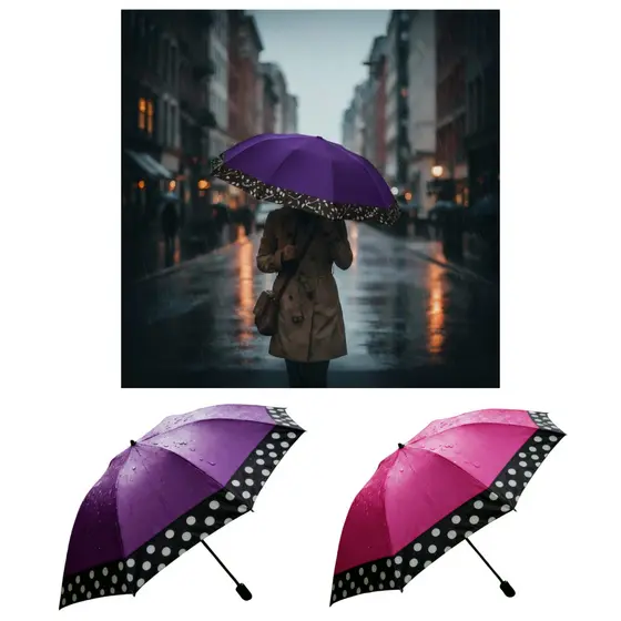 Guarda Chuva Sombrinha Grande Impermeavel Cabe na Bolsa Bolinhas