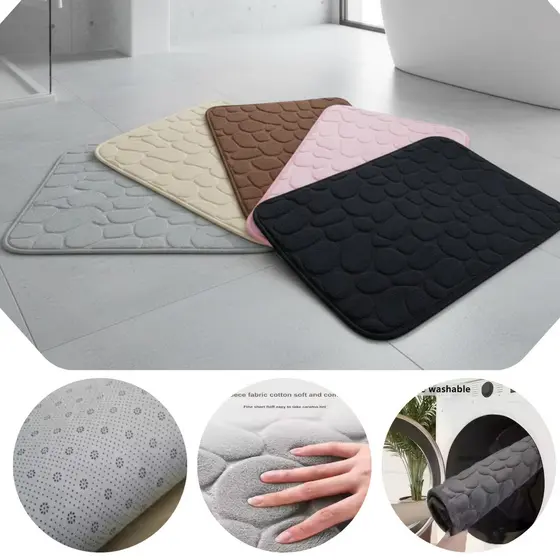Tapete Soft Banheiro Corredor Cozinha Sala Quarto Diversas Cores Desenho De Pedras Antiderrapante