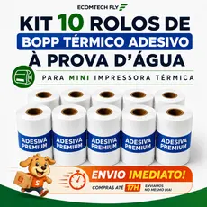 10 Rolos Bobina Papel a Prova d`agua Térmico Adesivo Autocolante Premium Branco 57x30mm Para Mini Impressora Portátil