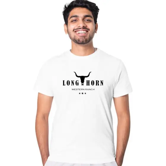 Camisetas Masculina Casual Longhorn