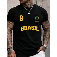 Camisa Camiseta Masculina Blusa Brasil copa seleção 8 Verão Camisa 100% Algodão Premium