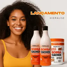 Kit Shampoo 1L Condicionador Bomba Cachos+ Creme de Pentear e Ativador de Cachos 2 em 1 - Hidralise