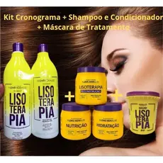 Kit Lisoterapia Cronograma Hidratação Nutrição Reconstrução+ Shampoo e Condicionador Pós+ Máscara de tratamento Completo