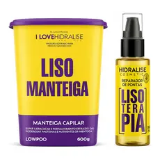 Kit Manteiga Capilar Liso Manteiga 600g + Óleo Reparador de Pontas Lisoterapia 60ml