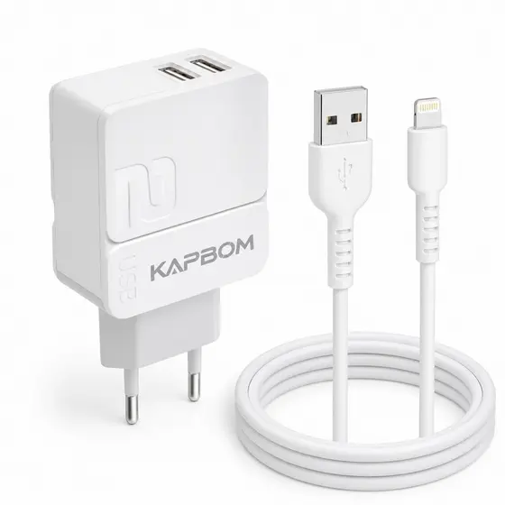 Carregador iPhone Turbo 5.1A Bivolt 2 Portas USB + Cabo Lightning 1m Compatível 7 8 X Xr 11 12 13 14 Pro Max