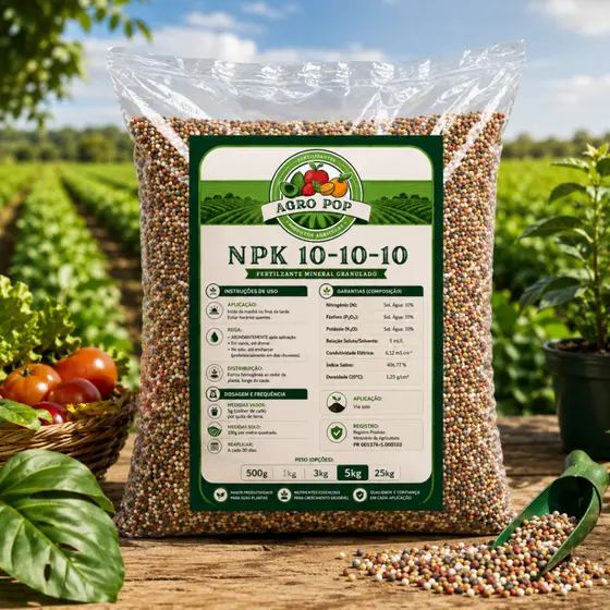 Adubo NPK 10-10-10 Fertilizante Versátil para Plantas, Rosas do Deserto e Flores - 5k