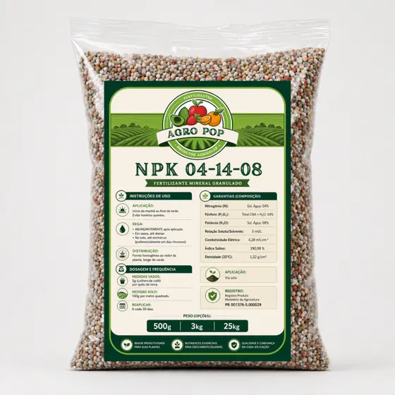Fertilizante NPK 04-14-08  Estímulo à Floração e Frutos 5kg
