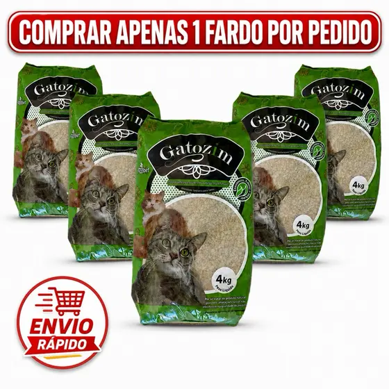 Kit 5 Pacotes Areia de Gato Gatozim 20KG Granulado Forma Torrões Firmes Controle De Odores Econômico Natural