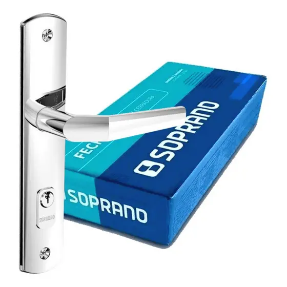 Fechadura Externa Reta Cromada Popline Esp26 40x53 Metálica Soprano