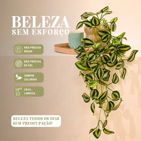 Planta Artificial Pendente Folhagem Jardim Vertical Decorativa Toque Real