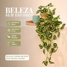 Planta Artificial Pendente Folhagem Jardim Vertical Decorativa Toque Real