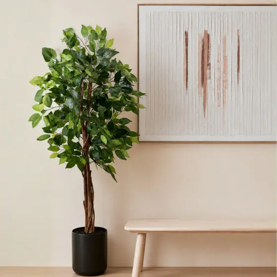 Planta Ficus Artificial Grande Premium Folha Verde Decoração Shopsul, sem pote