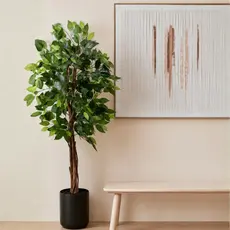 Planta Ficus Artificial Grande Premium Folha Verde Decoração Shopsul, sem pote