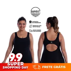 Macaquinho Fitness Plus Size Feminino Liso com Recortes para Academia Treino e Exercícios