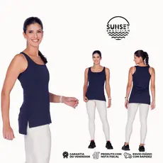 Regata Fitness Feminina Longa em Poliamida com Fenda Lateral para Academia e Treino