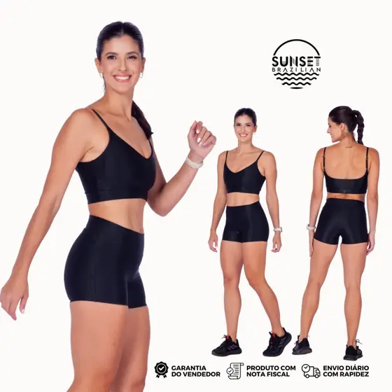Top Fitness de Poliamida com Alça Regulável e Cós Estreito Feminino Confortável