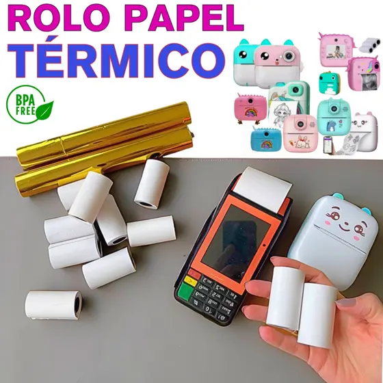 Rolo de Papel Térmico p/ Câmera Infantil Impressora Maquininha Branco 57/58mm