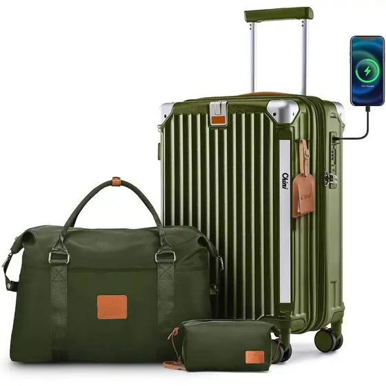 Mala de abordo Viagem 20" 24" KIT3 Zíper Dupla Rodinhas 360" Material Alta Qualidade MALA20