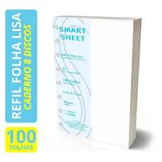 Refil Caderno de Discos 90g 100 Folhas Branco Liso Pequeno A5 8 Furos