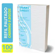 Refil Caderno de Discos 90g 100 Folhas Pauta Branca Medio 9 Furos