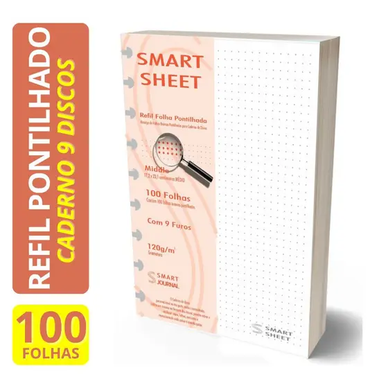 Refil Caderno de Discos 120g 100 Folhas Pontilhado Medio 9 Furos