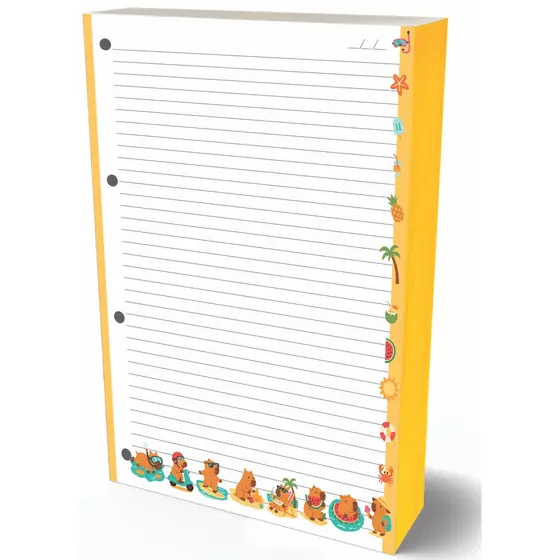 Refil Argolado 90g 80 Folhas Cute Capivara Caderno Fichario