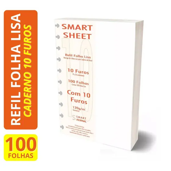 Refil Caderno de Discos 120g 100 FLS Branco Liso 10 Furos B5