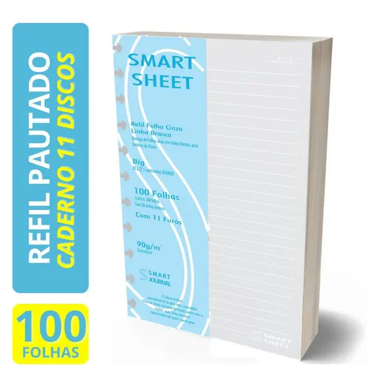Refil Caderno de Discos 90g 100 Folhas Pauta Branca Grande 11 Furos