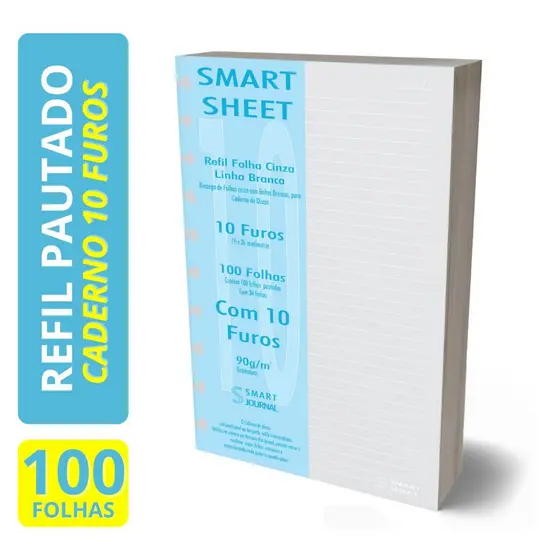 Refil Caderno de Discos 90g 100 Folhas Pauta Branca 10 Furos