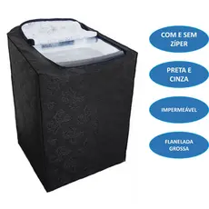 Capa para Maquina de Lavar Brastemp Electrolux Consul 6 a 17 kg Preta e Cinza Todas as Marcas