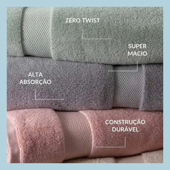Toalha Rosto 100% algodão Grossa e Macia Super Soft Zero Twist Corttex 50x70cm Fio Penteado