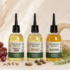 Kit Terapia Capilar Umectação Óleo de Rícino + Óleo de Alecrim + Óleo de Uva 100ml