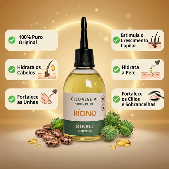 Óleo Para Barba Vegetal de Rícino 100% Puro 100ml Cabelo Masculino