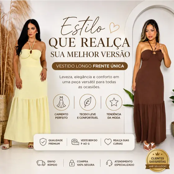Vestido Longo Feminino 3 Maneiras de Usar Elegante Confortável