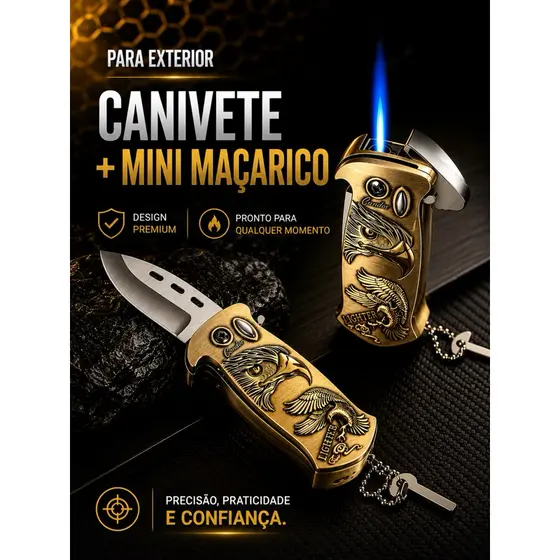 Maçarico Isqueiro Canivete Multifuncional Recarregável Sobrevivência Camping Tático Militar Churrasqueira Pesca Caça