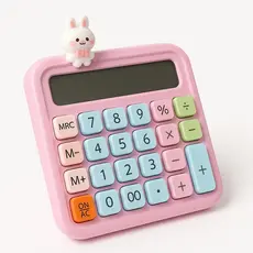 Calculadora Kawaii Rosa Fofa Cute com Personagem DIY Solar Mesa Escritório Escola Faculdade Portátil